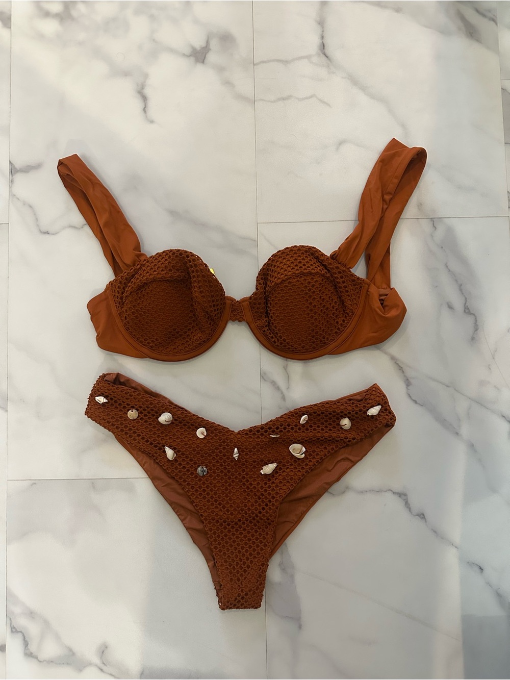 Weworewhat mesh rust bikini